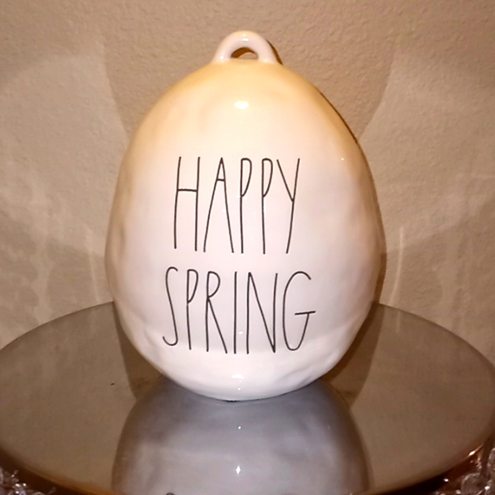 Rae Dunn Cream Happy Spring Easter Egg